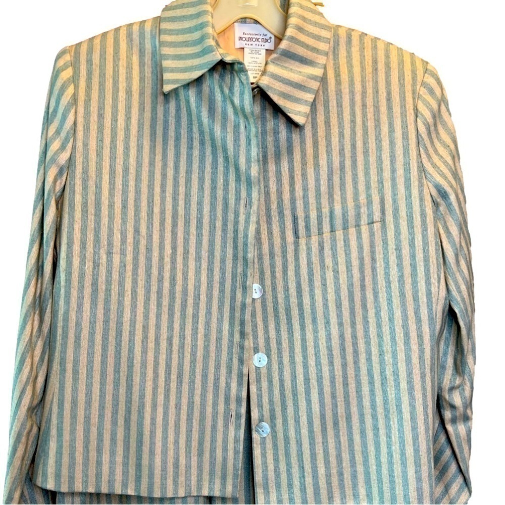 Vintage Brownstone Studio 2 piece 90s skirt business suit 100% silk size 8 P